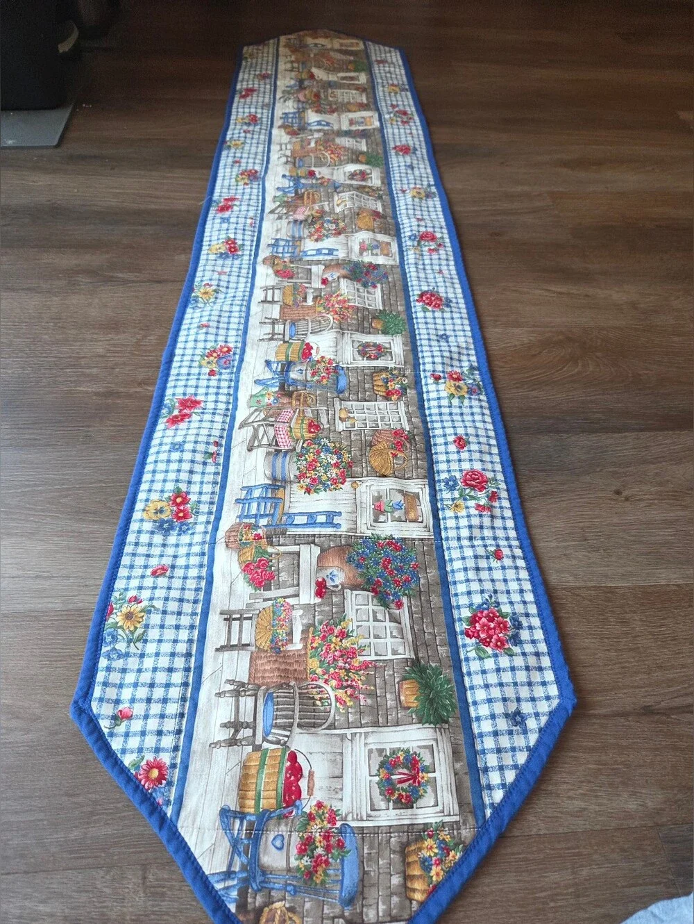 Vintage Handmade Farmhouse Gingham Floral Placemats and Table Runner
